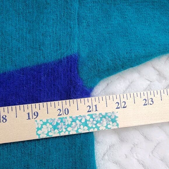 VTG Richard And Company Lambswool Angora Sweater Retro Geometric Teal Purple M - Picture 12 of 15